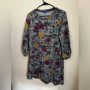 Boho Spring Mini Dress Size Large by Apt 9 With maroon and mustard yellow flower